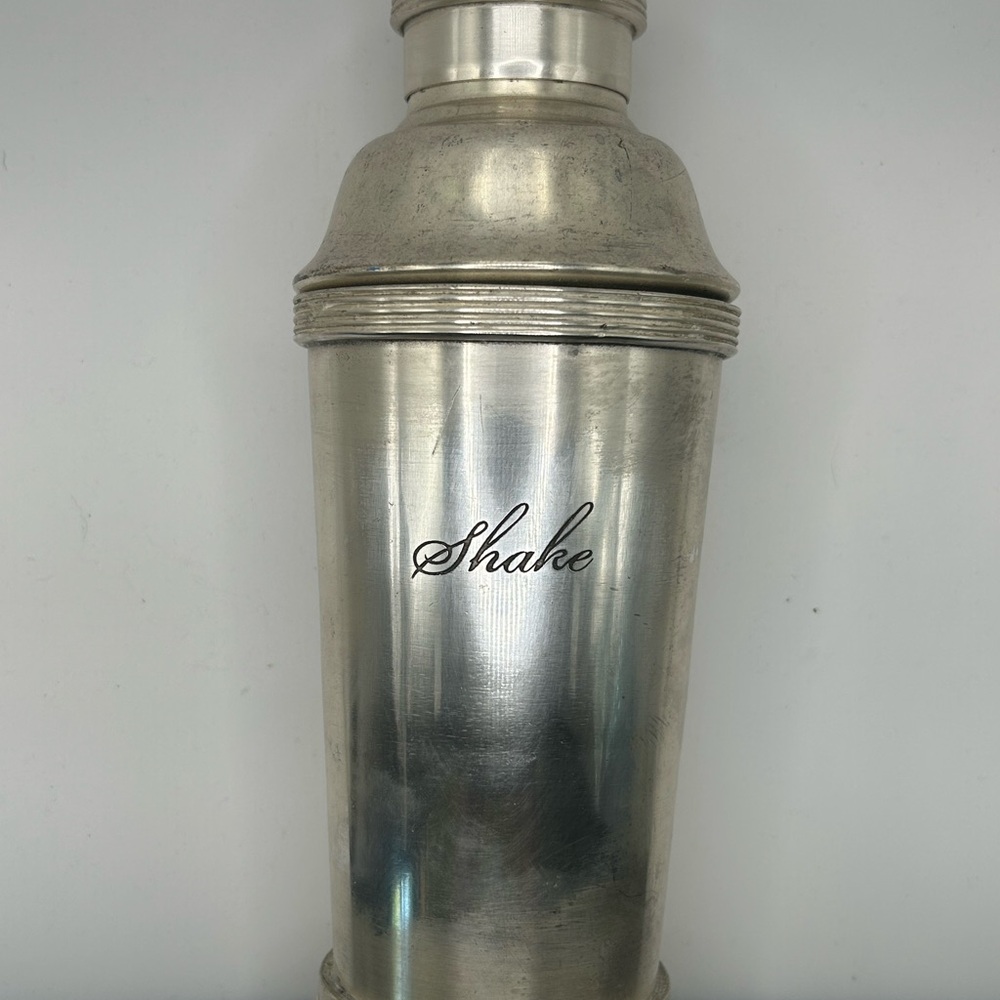 c. 1930 Chrome “Shake” Inscribed Cocktail Shaker